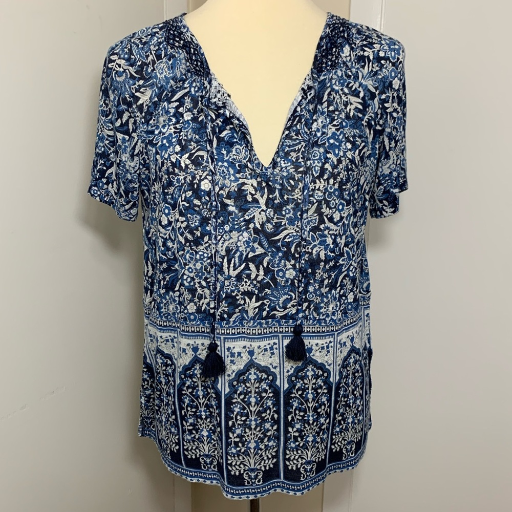 Lucky Brand Tie Collar Top